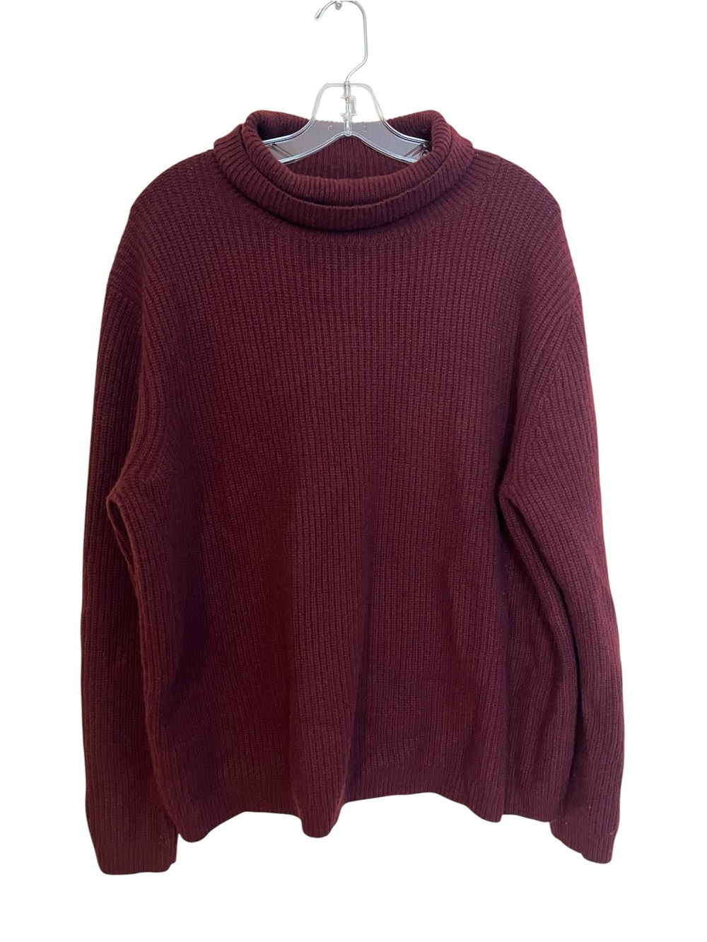 Quince 100% Mongolian Cashmere Sweater L Burgundy Oversized Turtleneck Luxury